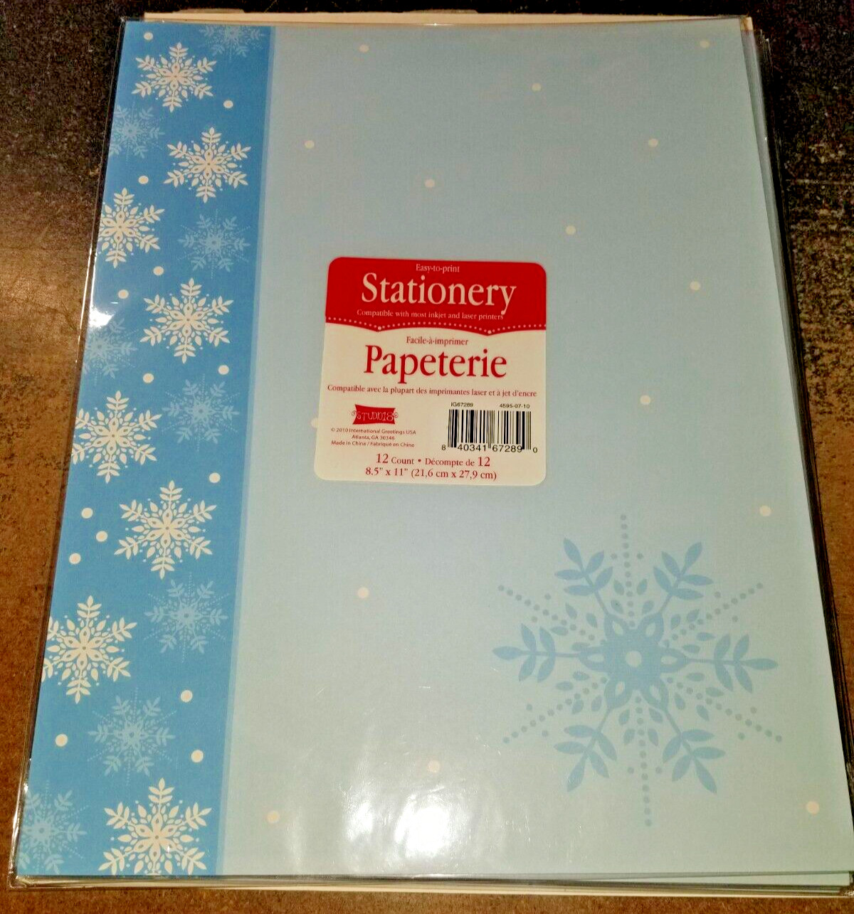 Studios Blue Snowflake Stationary 12 ct, 8.5 x 11 Letterhead lot of 3