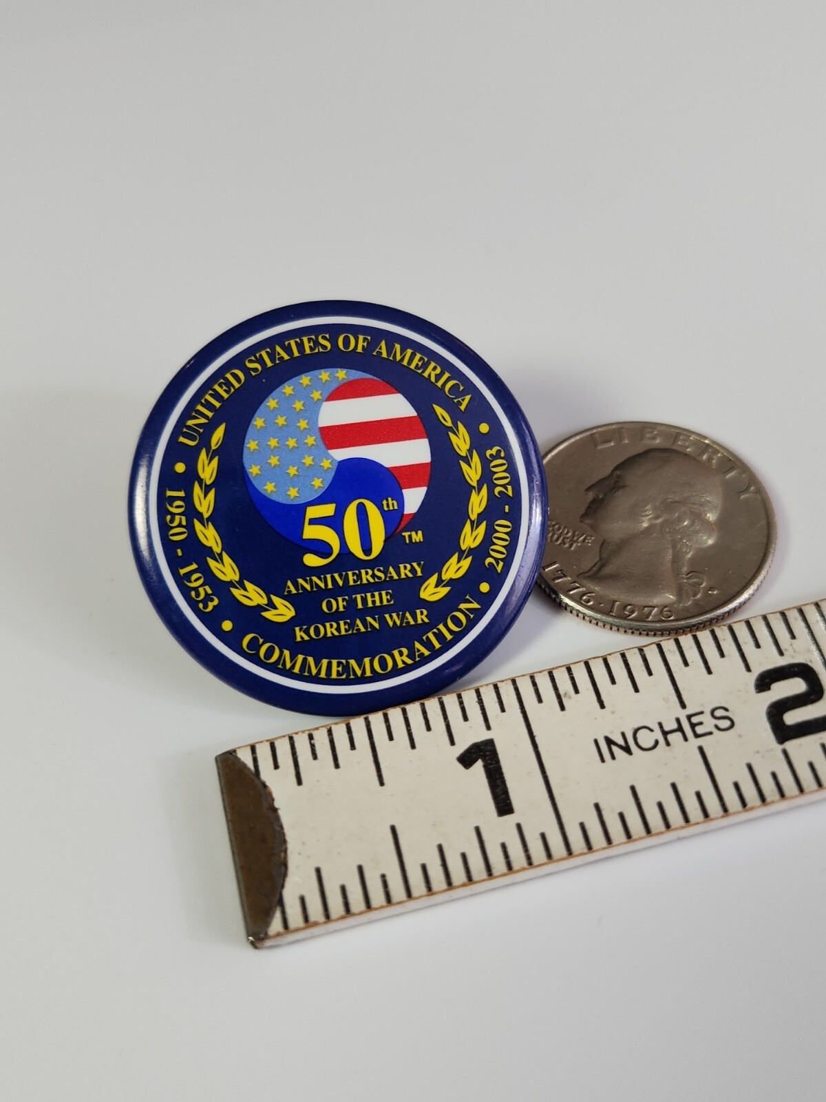 Korean War 50th Anniversary Commemorative Button Pin 1.5"