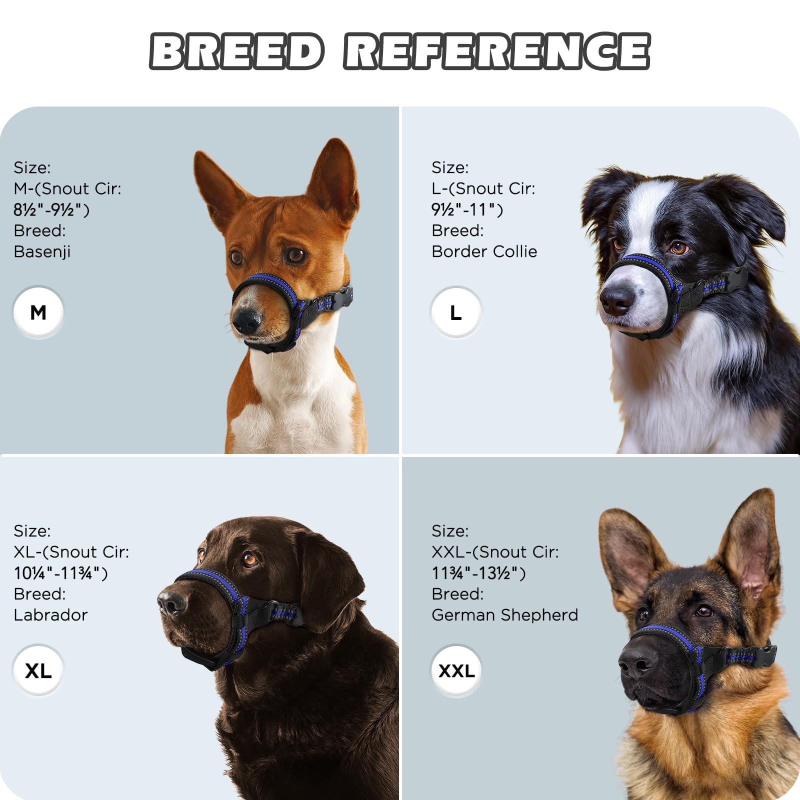 BONTHEE Dog Muzzle,Anti-Bite Adjustable Breathable Soft Muzzle for M, Blue