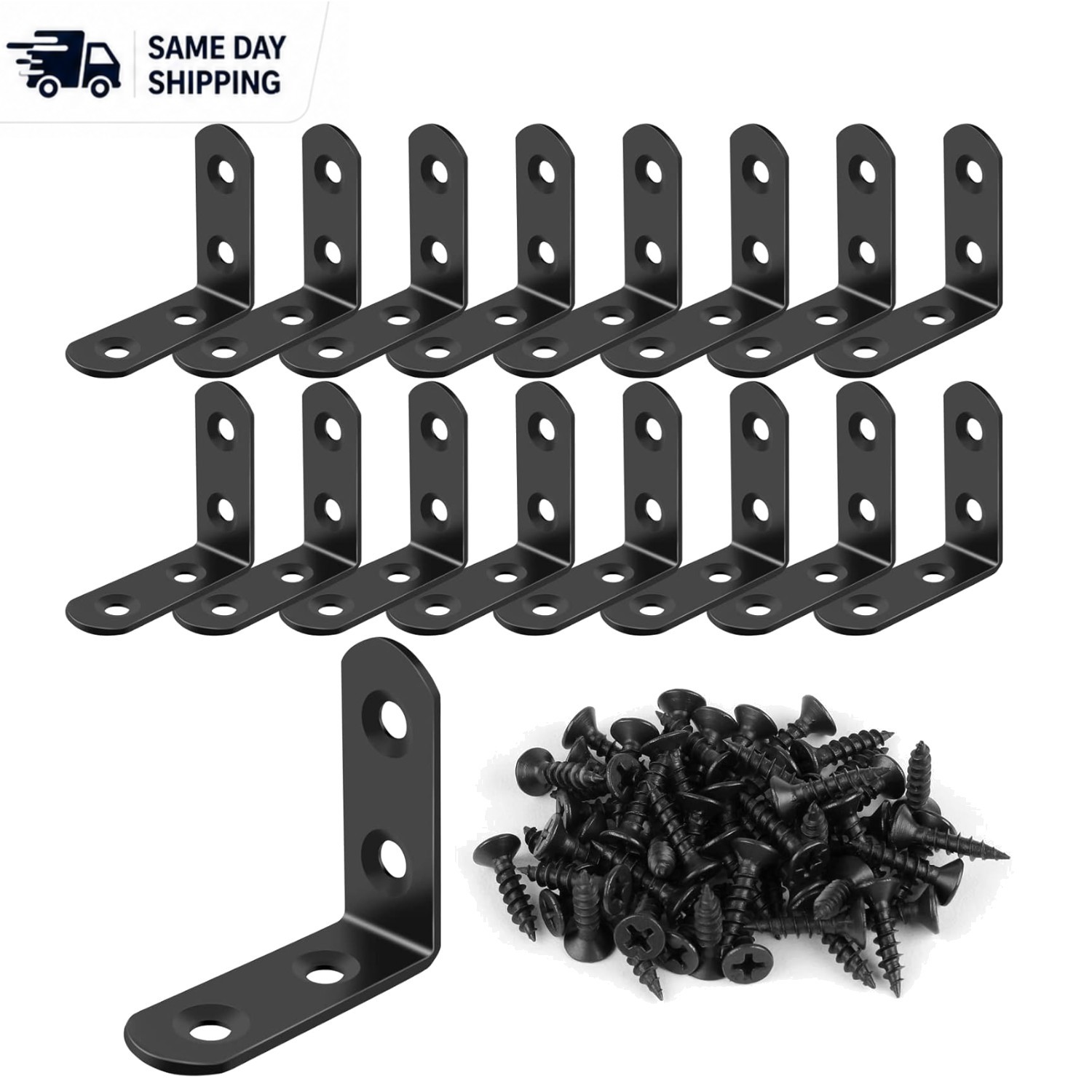 Durable Stainless Steel 16 Pcs L Brackets - Ideal for Furniture Reinforcement