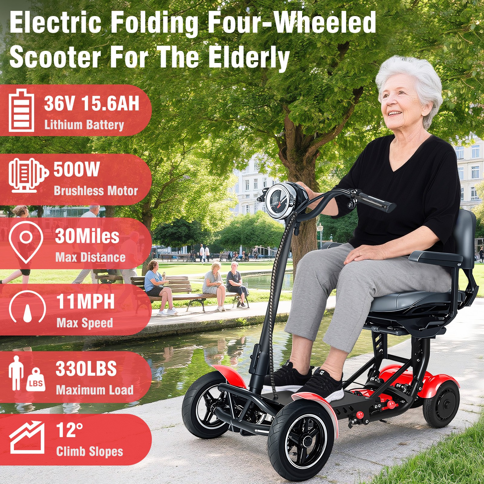 2025 4 Wheels Mobility Scooter Power Wheelchair Folding Electric For Travel New