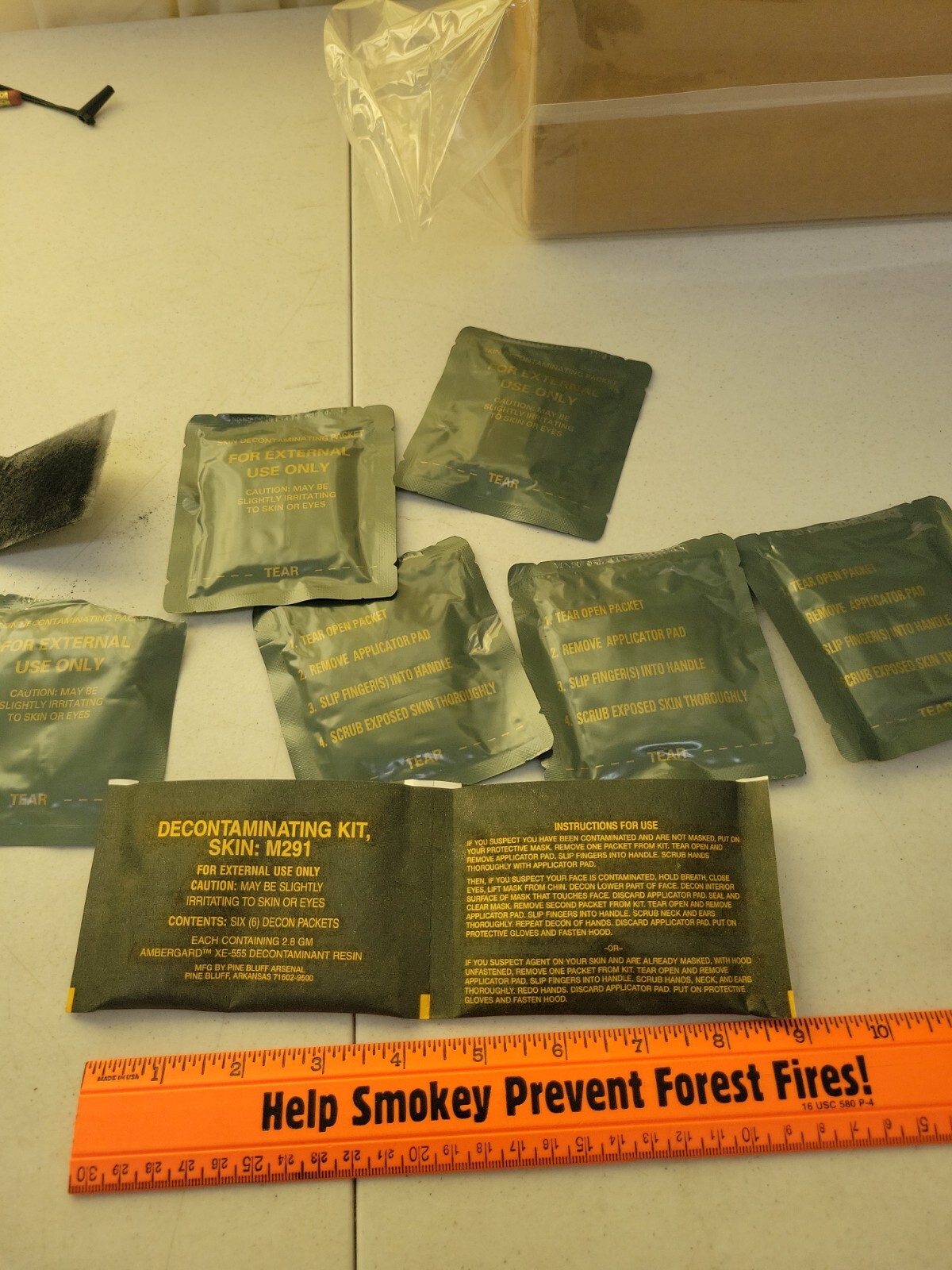M291 Decontamination Chemical Kit 6 Skin Wipes lot of 20