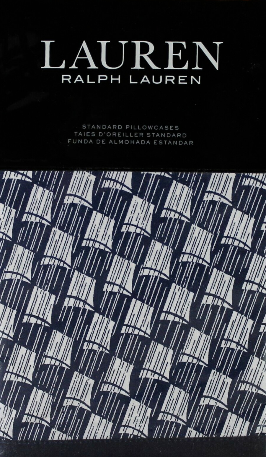 Ralph Lauren 2 Standard Pillowcases Casey Geo Navy Nautical Cream Cottage Beach