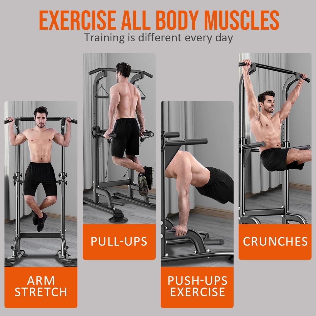 Power Tower Pull Up & Dip Station Multi-Function Home Strength Training Fitness