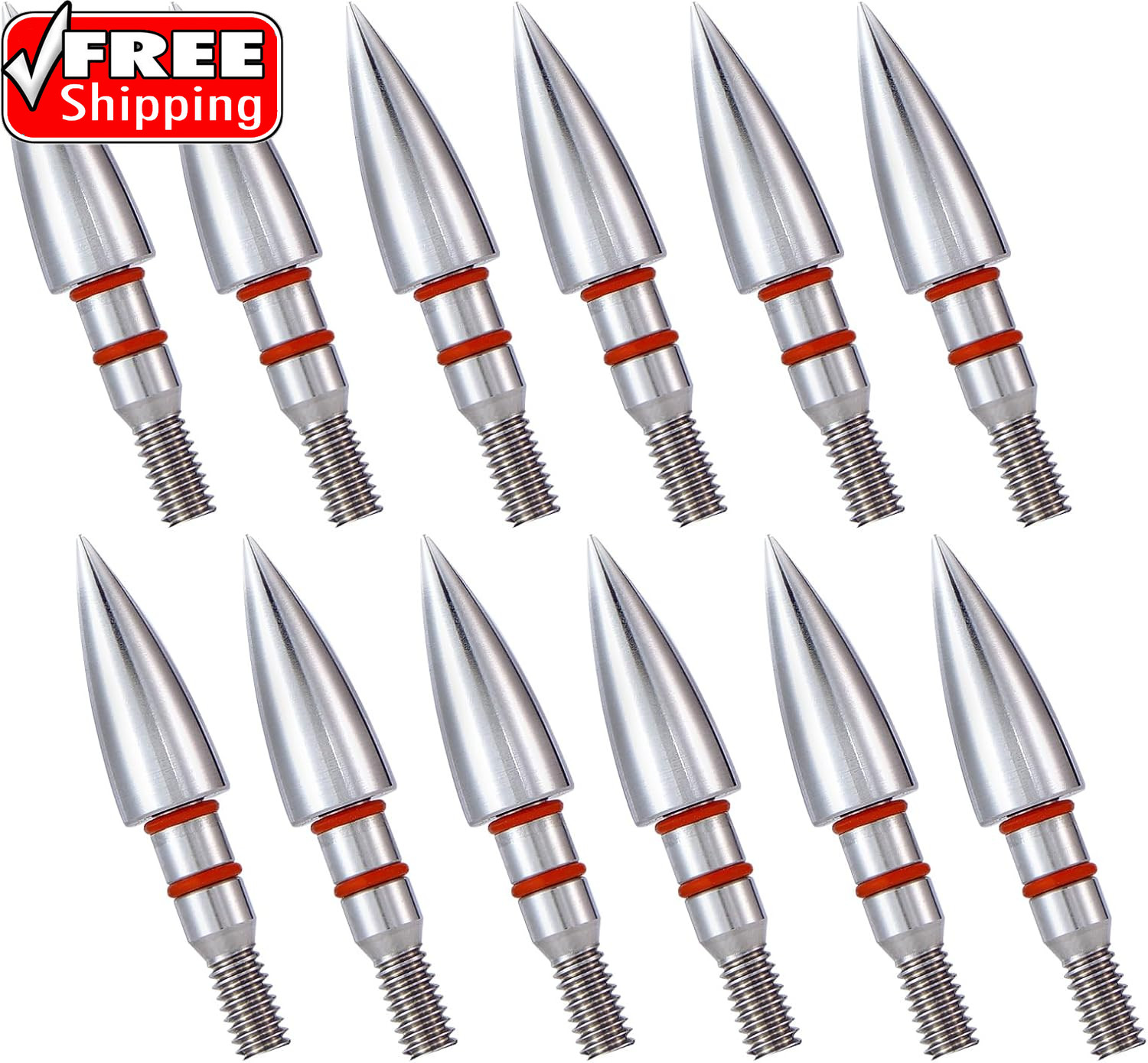 12Pcs Archery Field Points, 100/125/150/300 Grain Field Points, Screw-In Archery