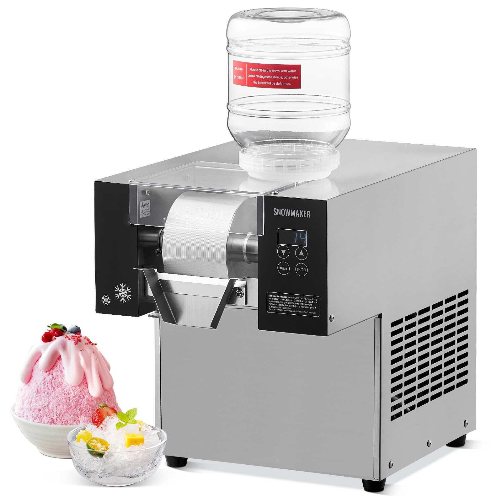 Uimoso Stainless Steel Ice Maker for Snowflake Ice, 176 lbs Daily Capacity