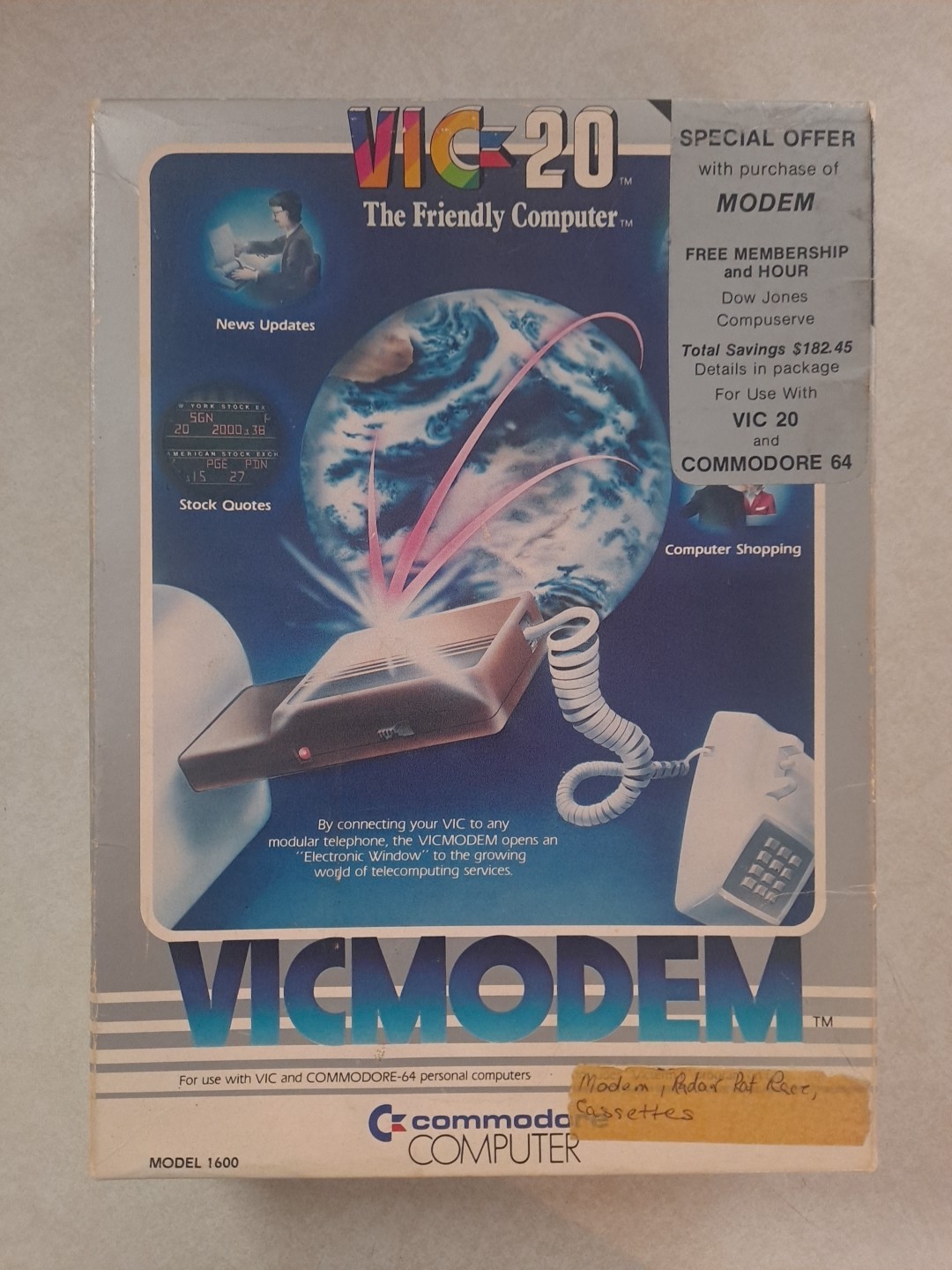 Commodore 1600 VICMODEM In Box With Cassette & Manual