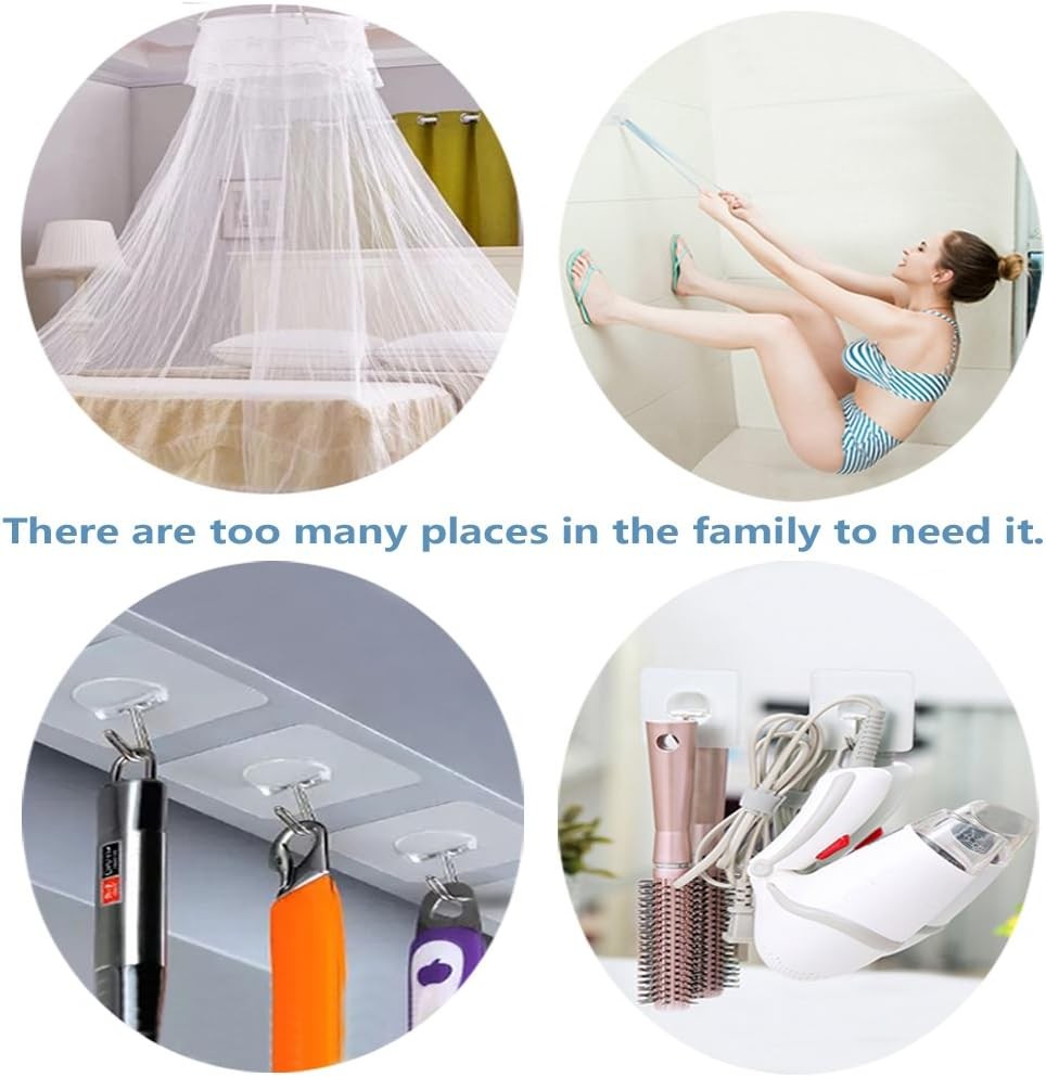 Wall Hooks 13lb(Max) Transparent Seamless Hooks Home Kitchen Durable