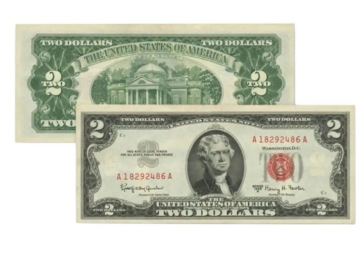 2 U.S. Proof Sets - 1963, 1964, Includes 90% SILVER + $2 VF Red Seal Note