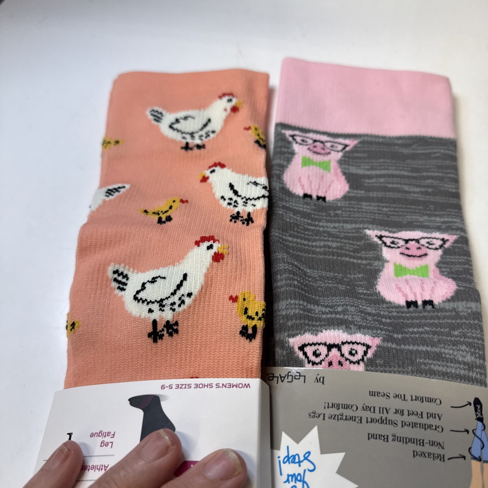 compression knee socks size 9-11 with animal