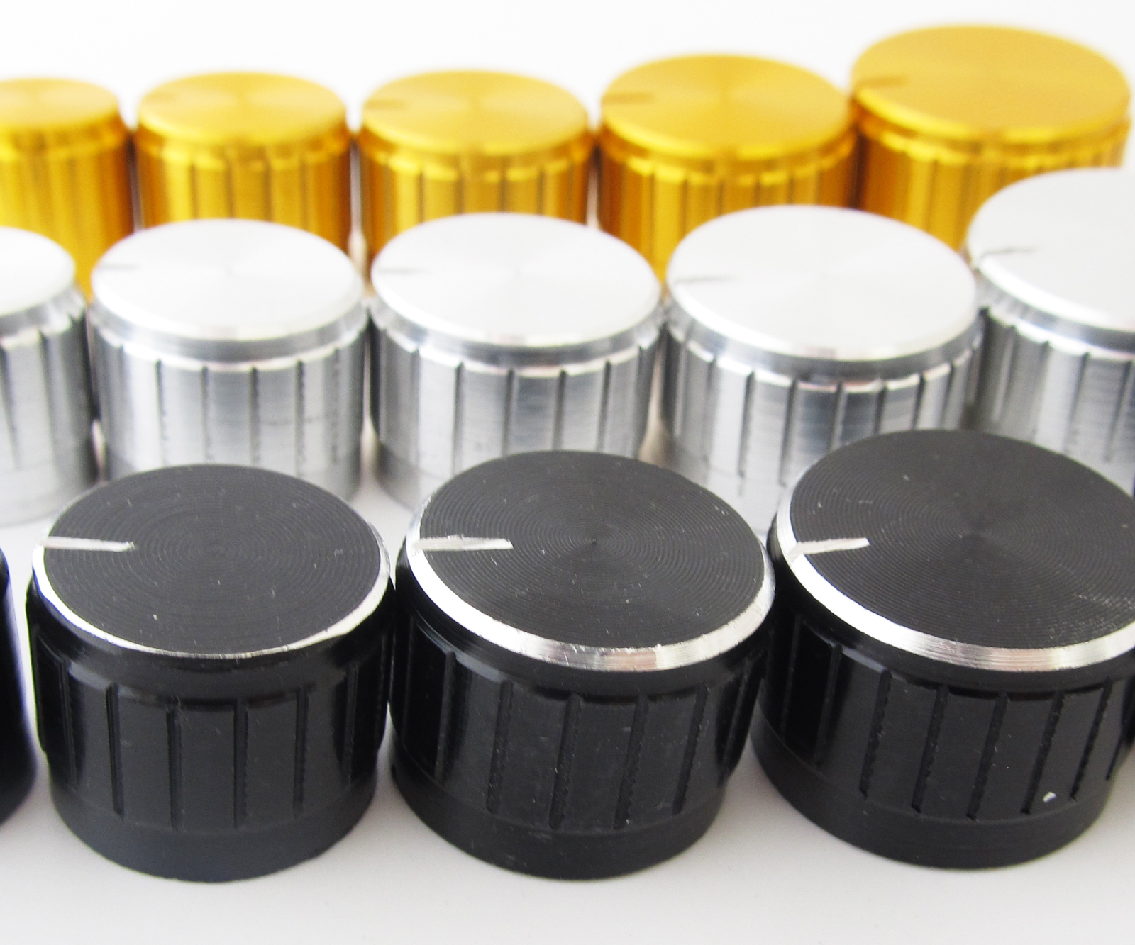 100pcs3color 34x17mm Circular Knob Aluminium Cover for Audio Volume Tone Control