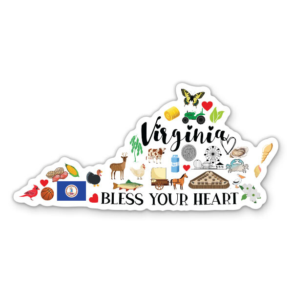 Virginia State Travel Vinyl Sticker - for Water Bottle Phone Car Tumbler Laptop