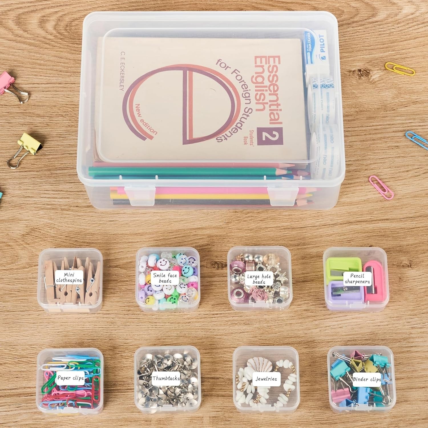 Bead Organizer Box, 31 Pcs Small Clear Plastic Bead Storage Cases, Mini Rectangl
