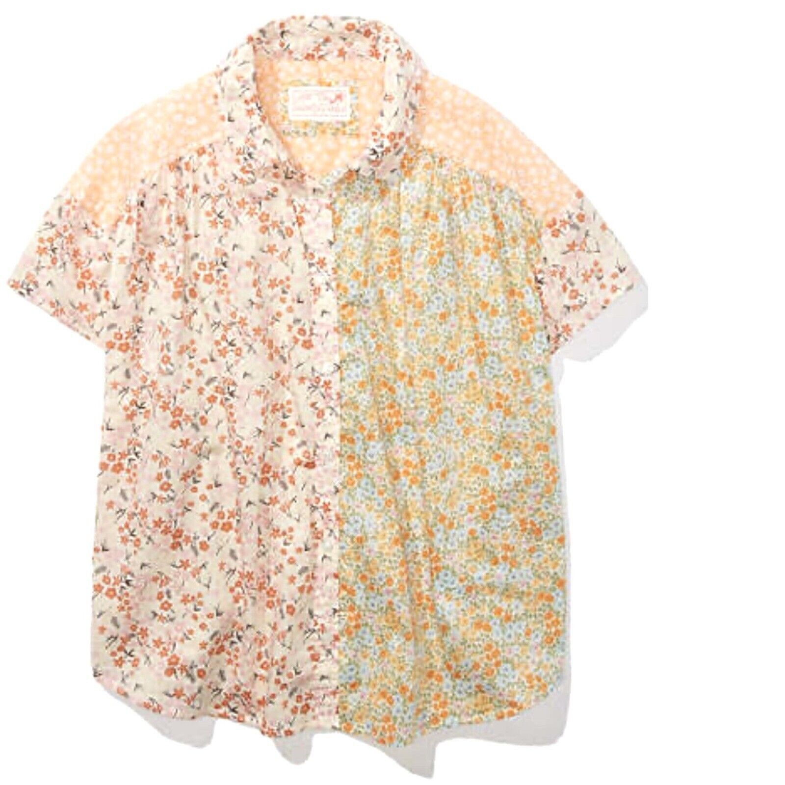 American Eagle Oversized Resort Shirt Micro Floral Patchwork Size Medium New
