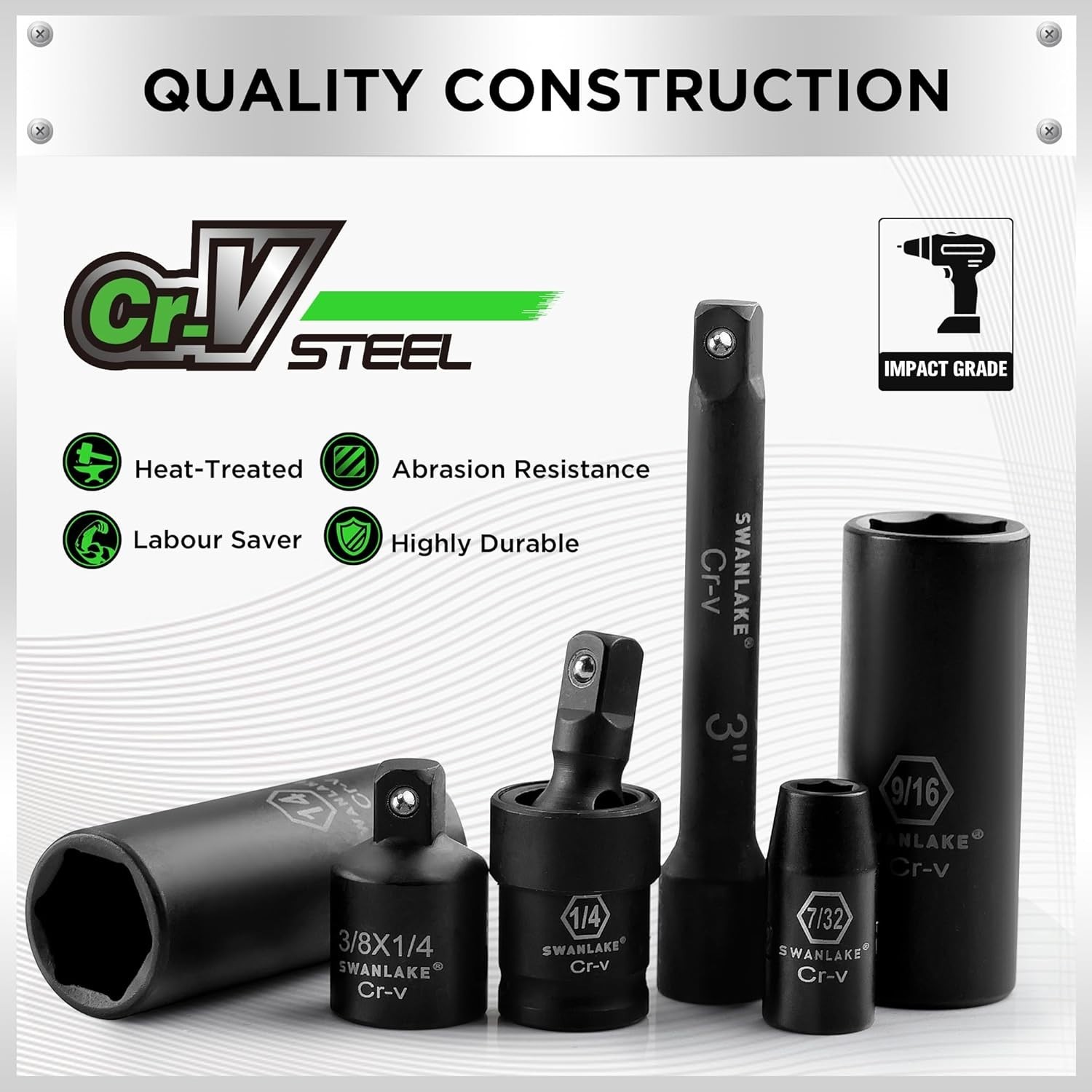 Professional SAE & Metric Socket Set with Ratchet