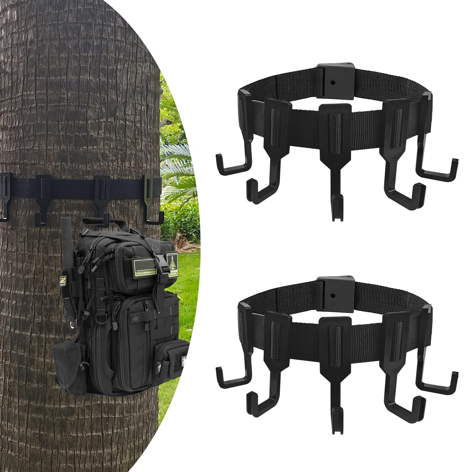 Treestand Strap Gear Hangers 2 Pack with 10 Large Hooks, Lightweight Multi-Ho...