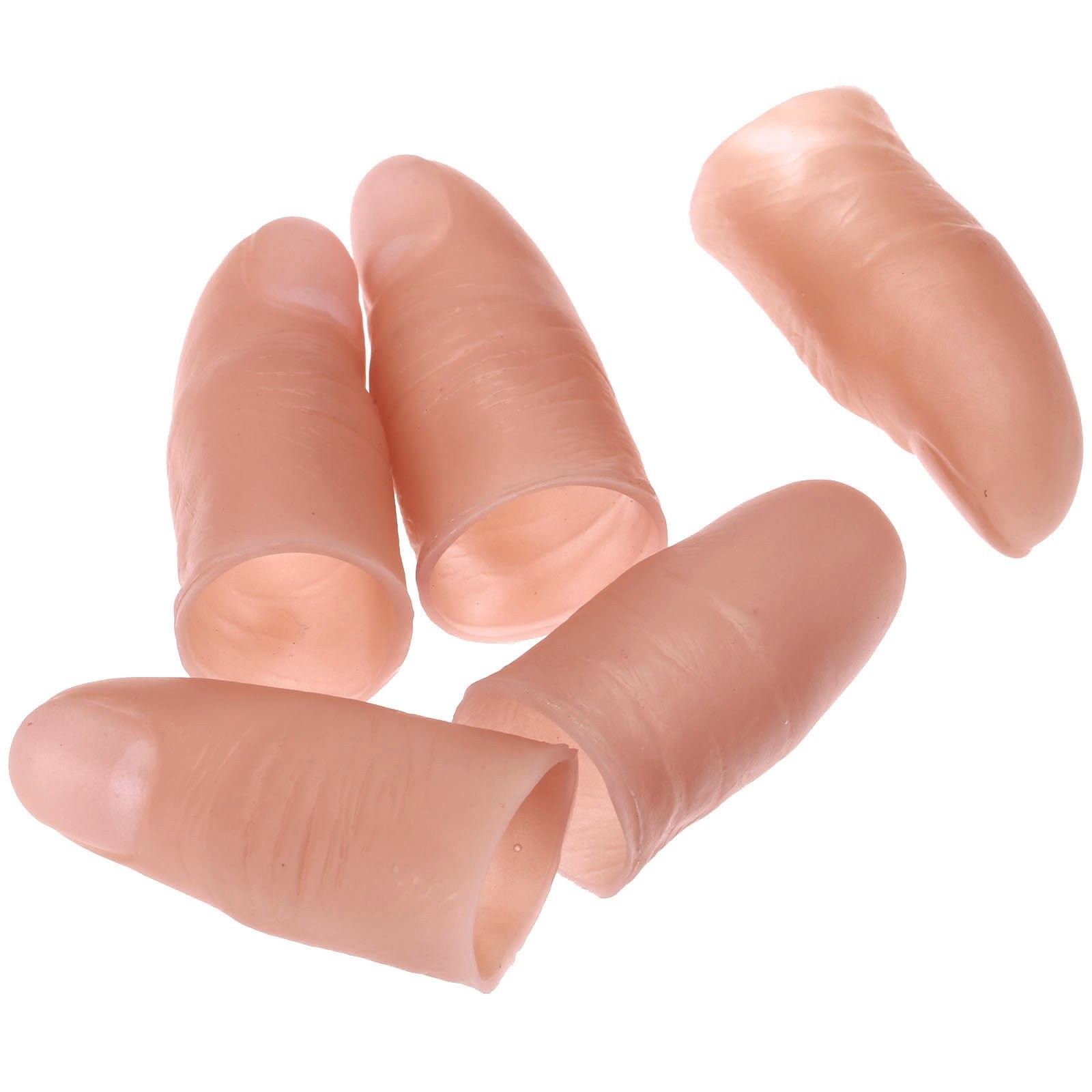 5Pcs Fake Soft Thumb Tip Finger Magic Trick Close Up Stage Show Prop Prank