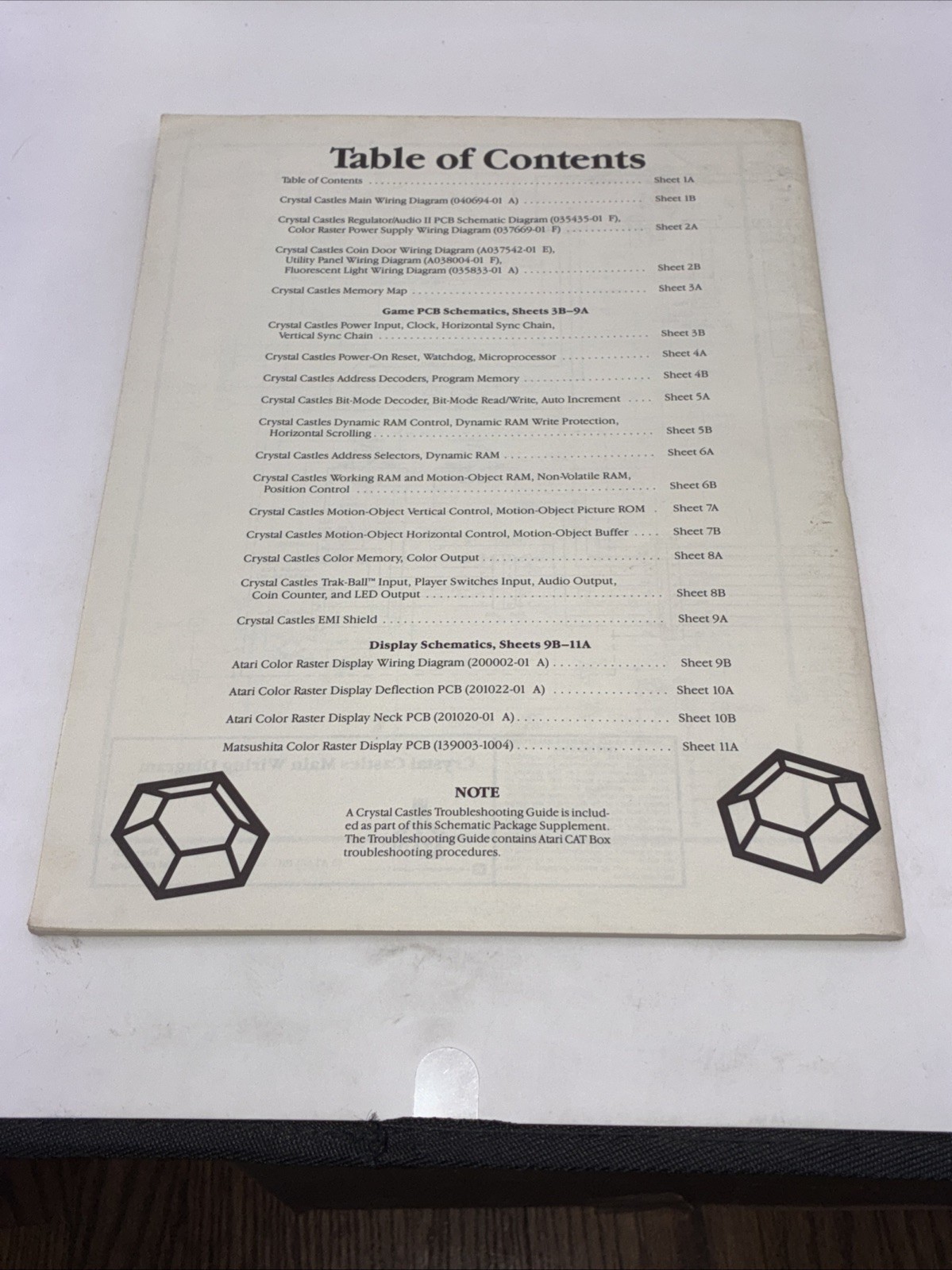 ATARI Crystal Castles Operator's Manual & Schematic Package Supplement 1983 FD13