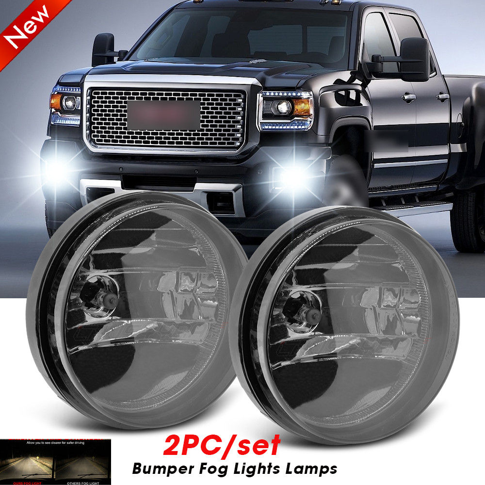 Pair For 2007-2014 GMC Sierra 3500HD Bumper  Fog Lights Lamps