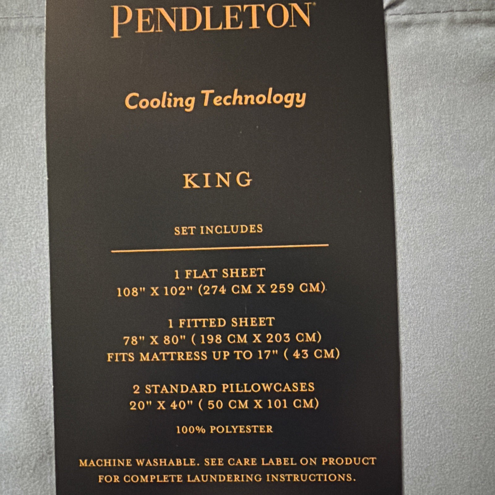 Pendleton Marshmallow Cooling Sheet Set King Dusty Blue New