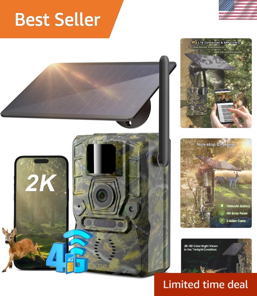 Multi-Functional 4G Solar Trail Camera - 2K Video & Motion Detection Alerts