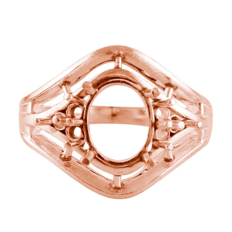 Semi Mount Oval 8x10MM Faceted Cut Ring Sterling Silver