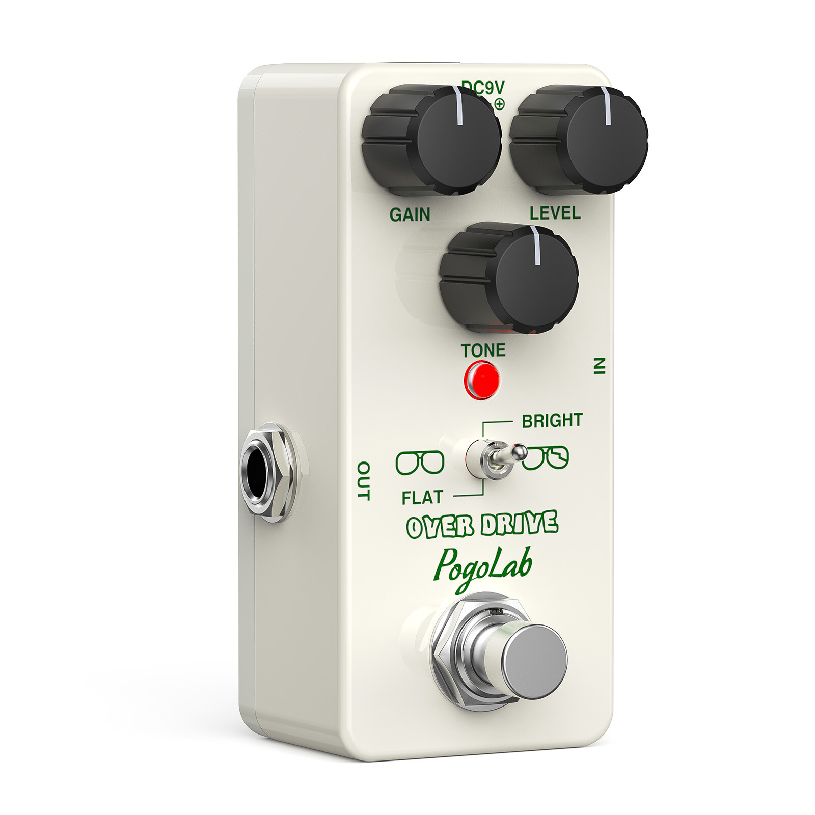 POGOLAB Overdrive Guitar Pedal with Two Effects Bright/Flat True Bypass DC 9V
