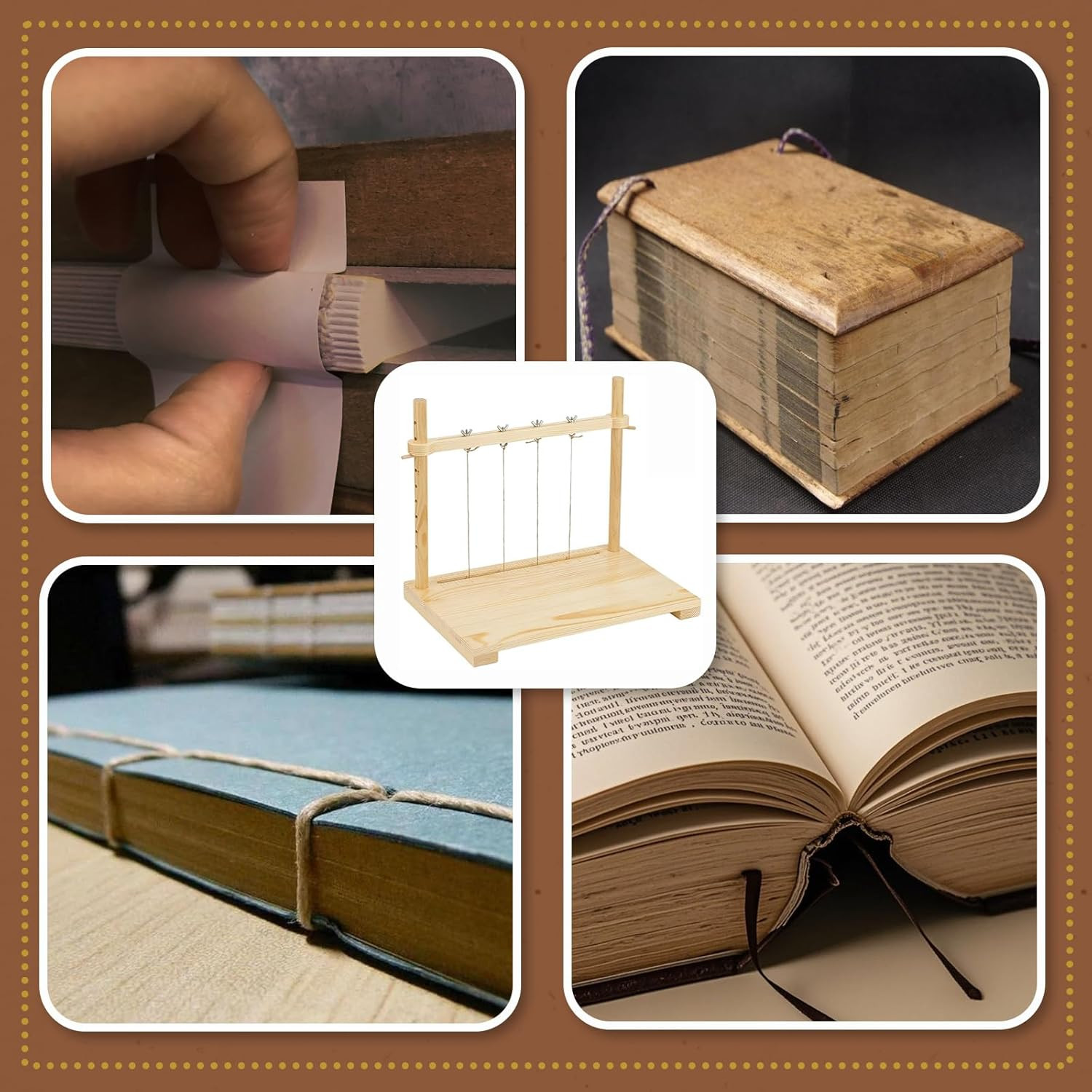 Bookbinding Sewing Frame Set Wood Book Binding Kits Bookbinding Punching Guide T