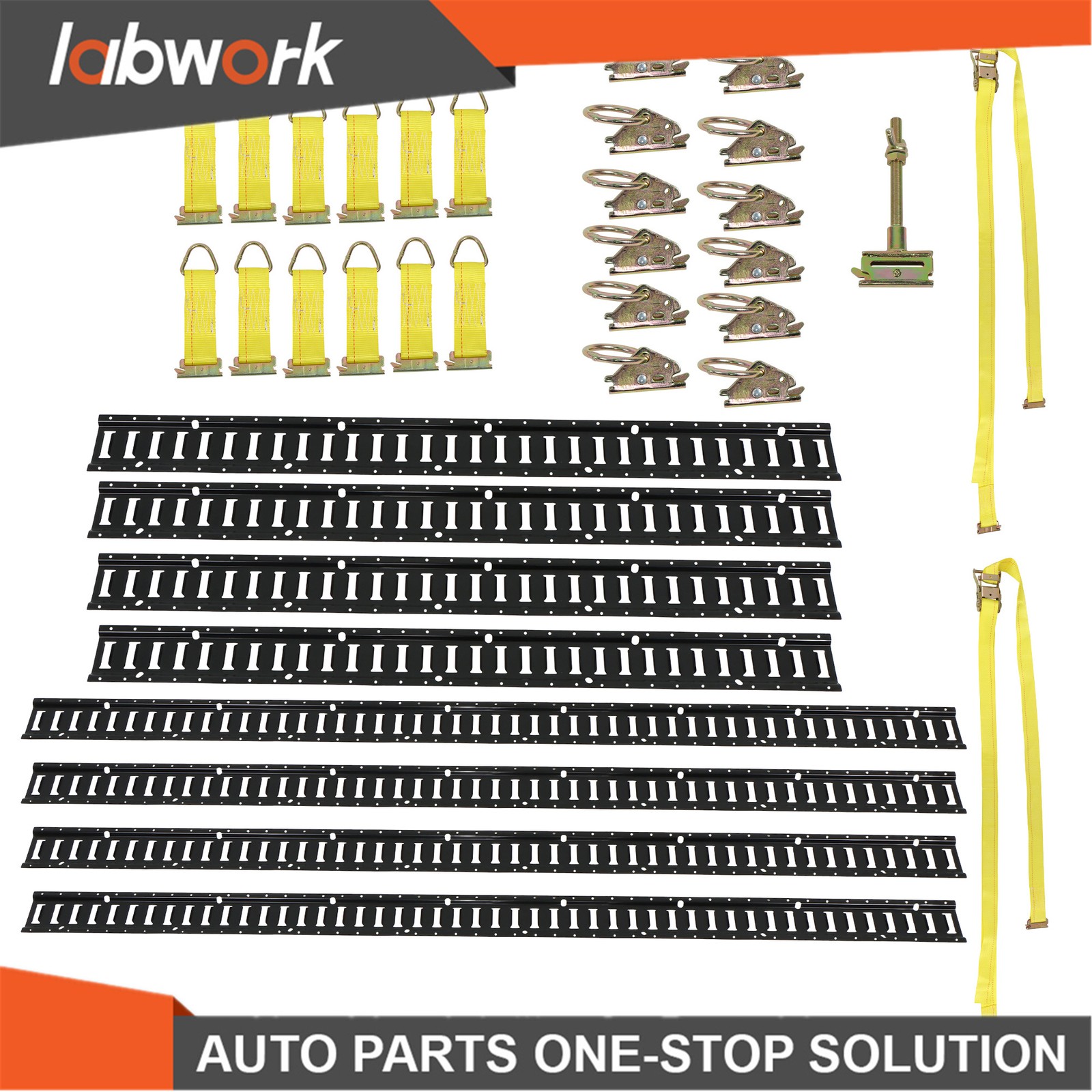 Labwork 4× 5' & 4× 8’ E Rails 12× O-Rings 12× D-Ring 2× 12‘ Ratchet Straps