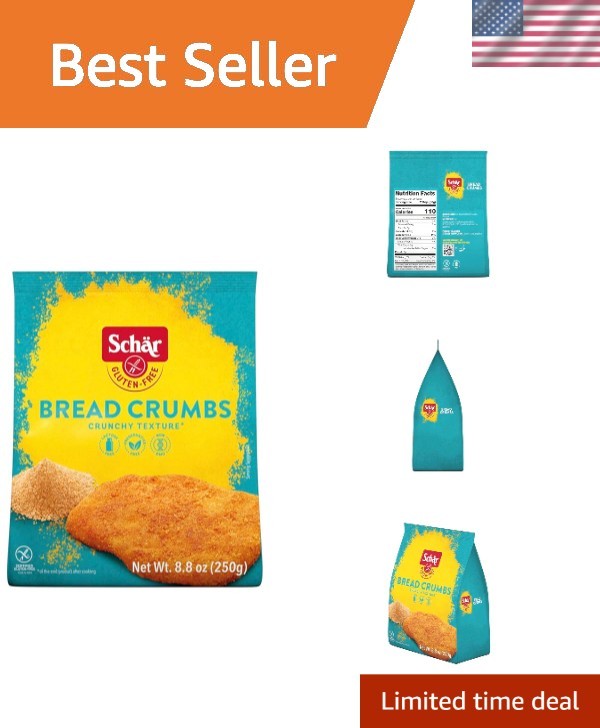 Crispy Gluten-Free Breadcrumbs, 6 x 8.8 oz Pack - Perfect for Frying & Baking