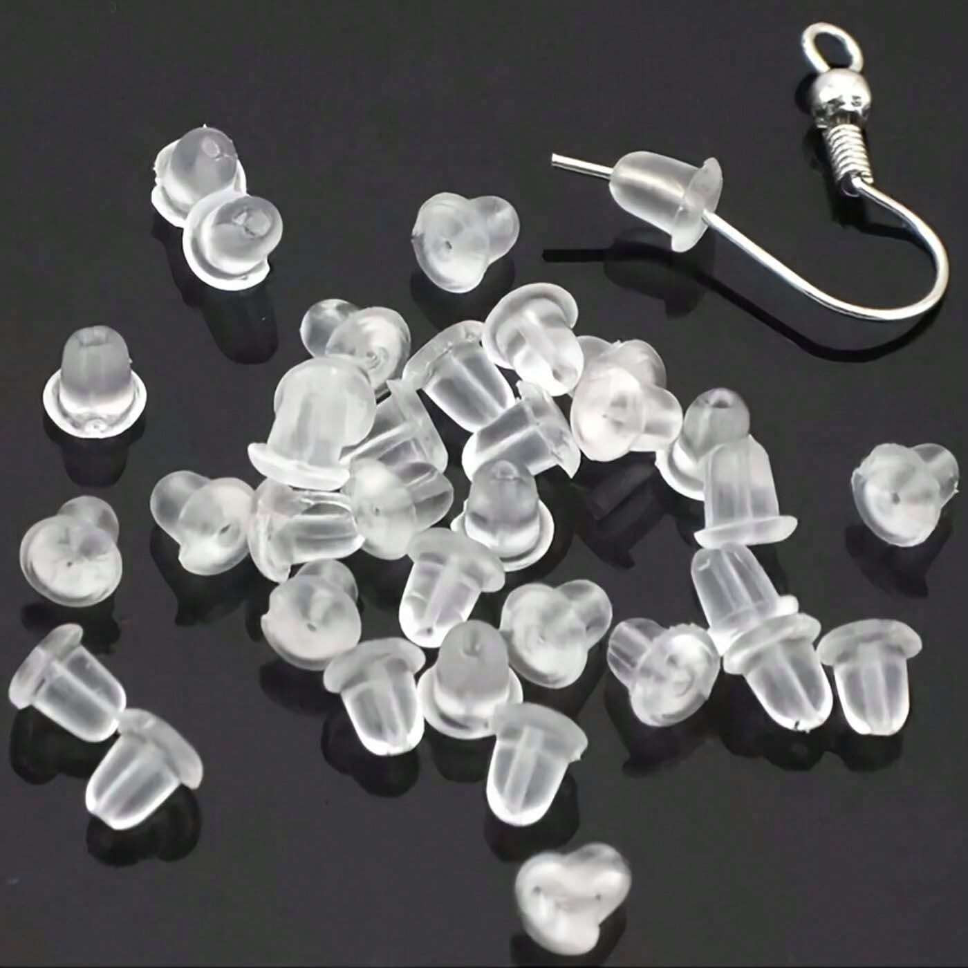 50PCS Earring Soft Backs Stoppers Replacement for Studs Or Secure Hook Earring