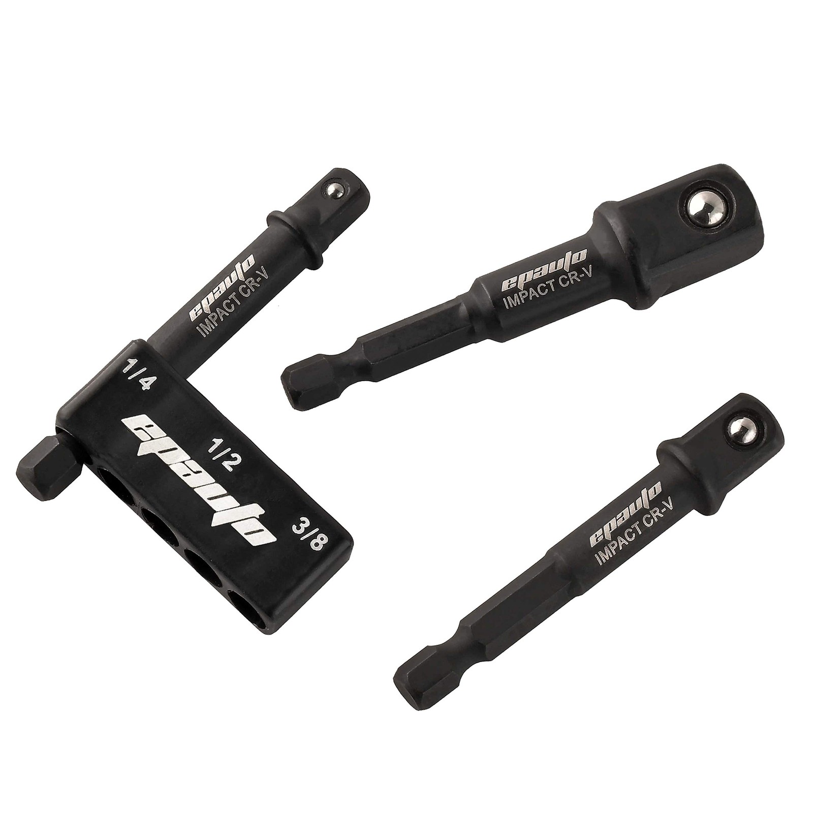 EPAuto Impact Socket Adapter Set, CR-V, 3 Pieces 3-Inch Long, Black
