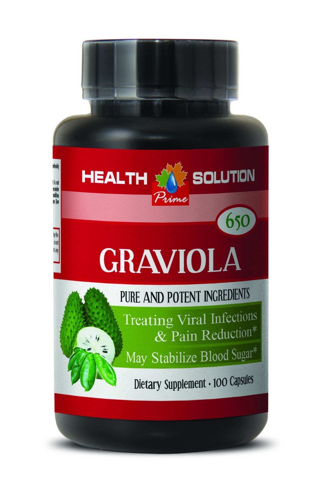 capsule form - GRAVIOLA Leaf Extract 650 Mg - detect harmful bacteria - 1 B, 100