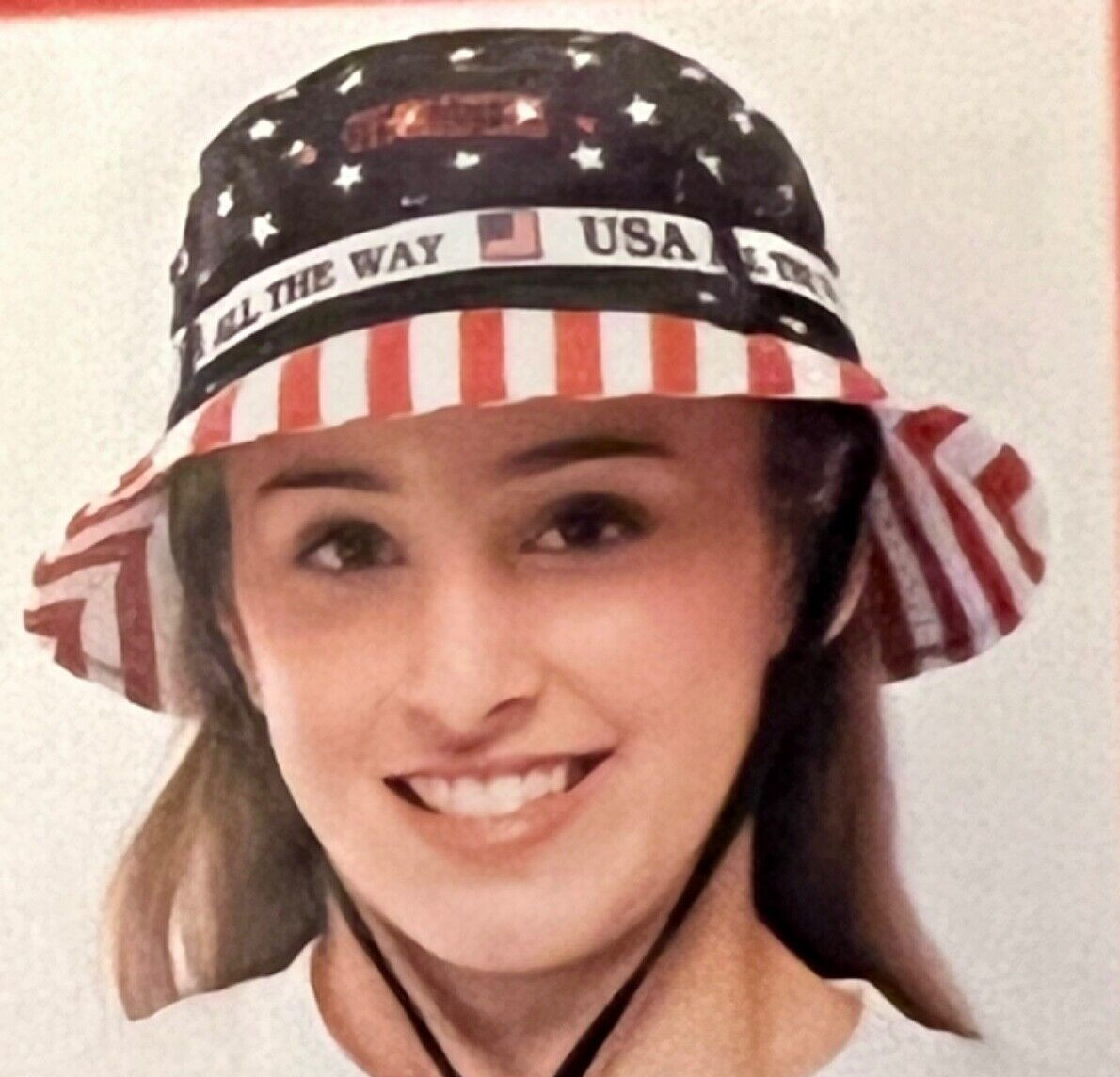 STARS & STRIPES BUCKET HAT “USA ALL THE WAY” GRAPHIC GYMNASTICS EMBROIDERED Sz M