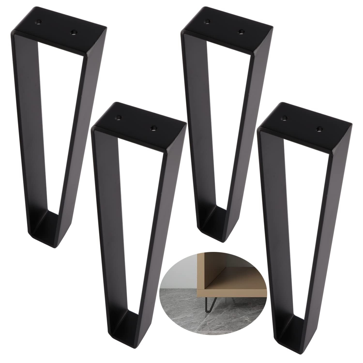 12 Inch Trapezoid Furniture Legs 4pcs Solid Steel Furniture Hairpin Leg for S...