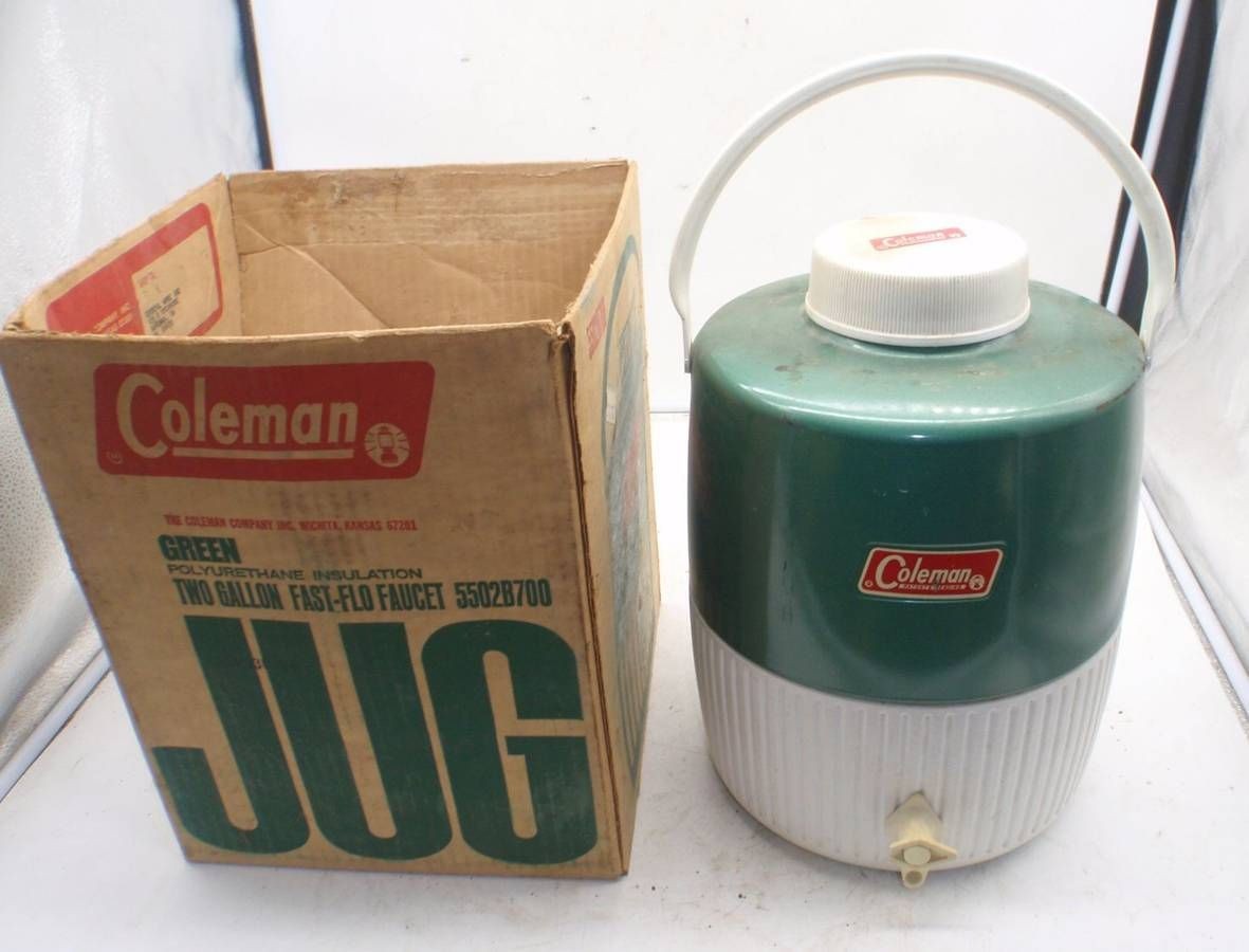 Vintage 2 Gallon Metal Handle Cooler w Box