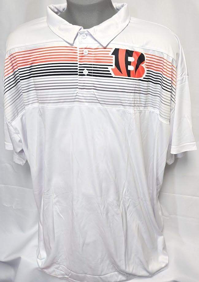 Mens NFL Fanatics Cincinnati Bengals Sublimated Polo Big & Tall White Poly Shirt