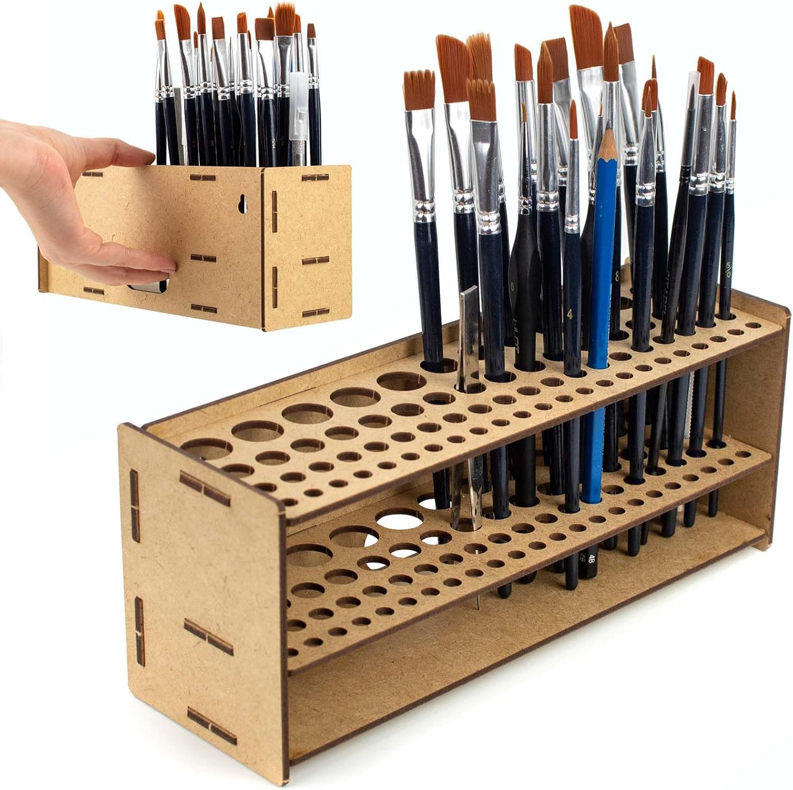 Tool and Brush Organizer for Miniatures and Modeling, Multi-Size Holes Wall