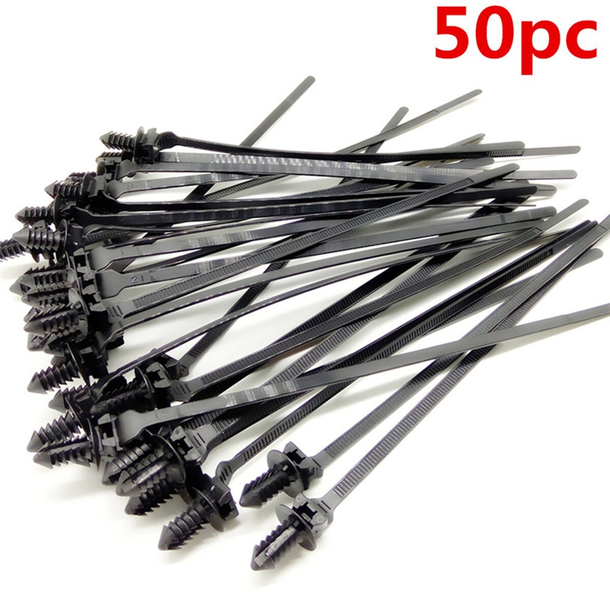 50PCS Nylon Cable Ties Car Kit Zip Strap Tie Wrap Push Clip Fastener Bundle Wire