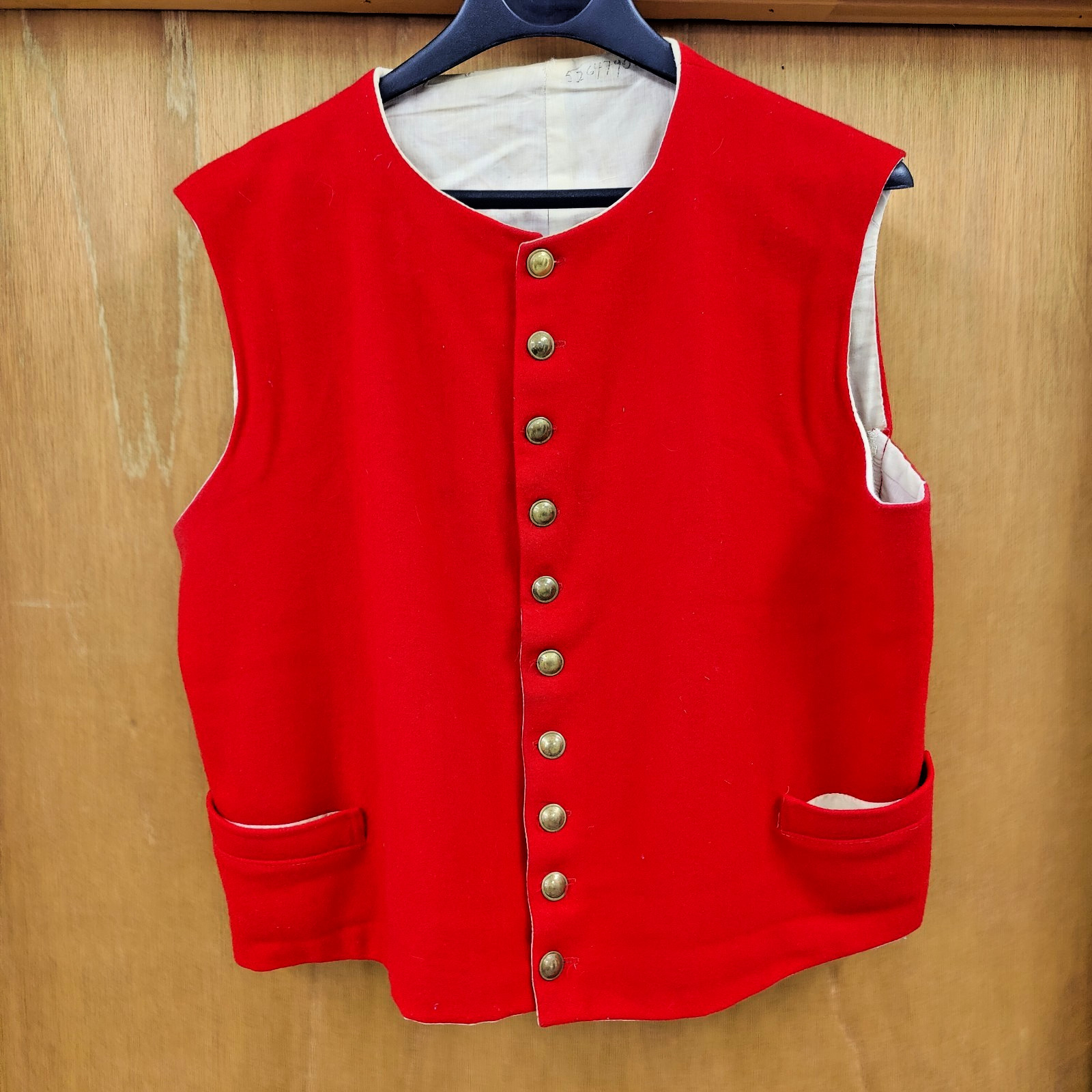 Revolutionary War Reenactor Red Wool Waist Coat or Vest w/ Brass Buttons
