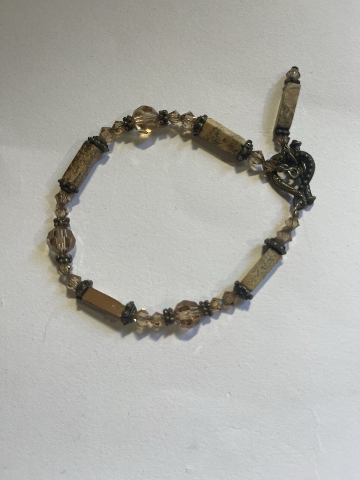 Agate and Brown Bead Bracelet