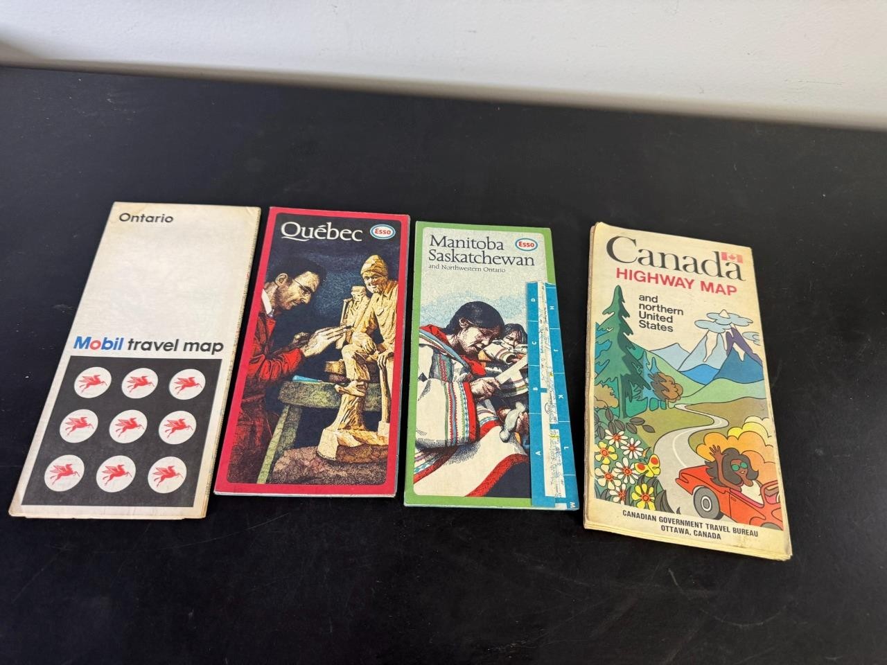 Vintage Collector's Maps Of Canada, Lot Of 4, Ontario, Manitoba, Quebec & Can.