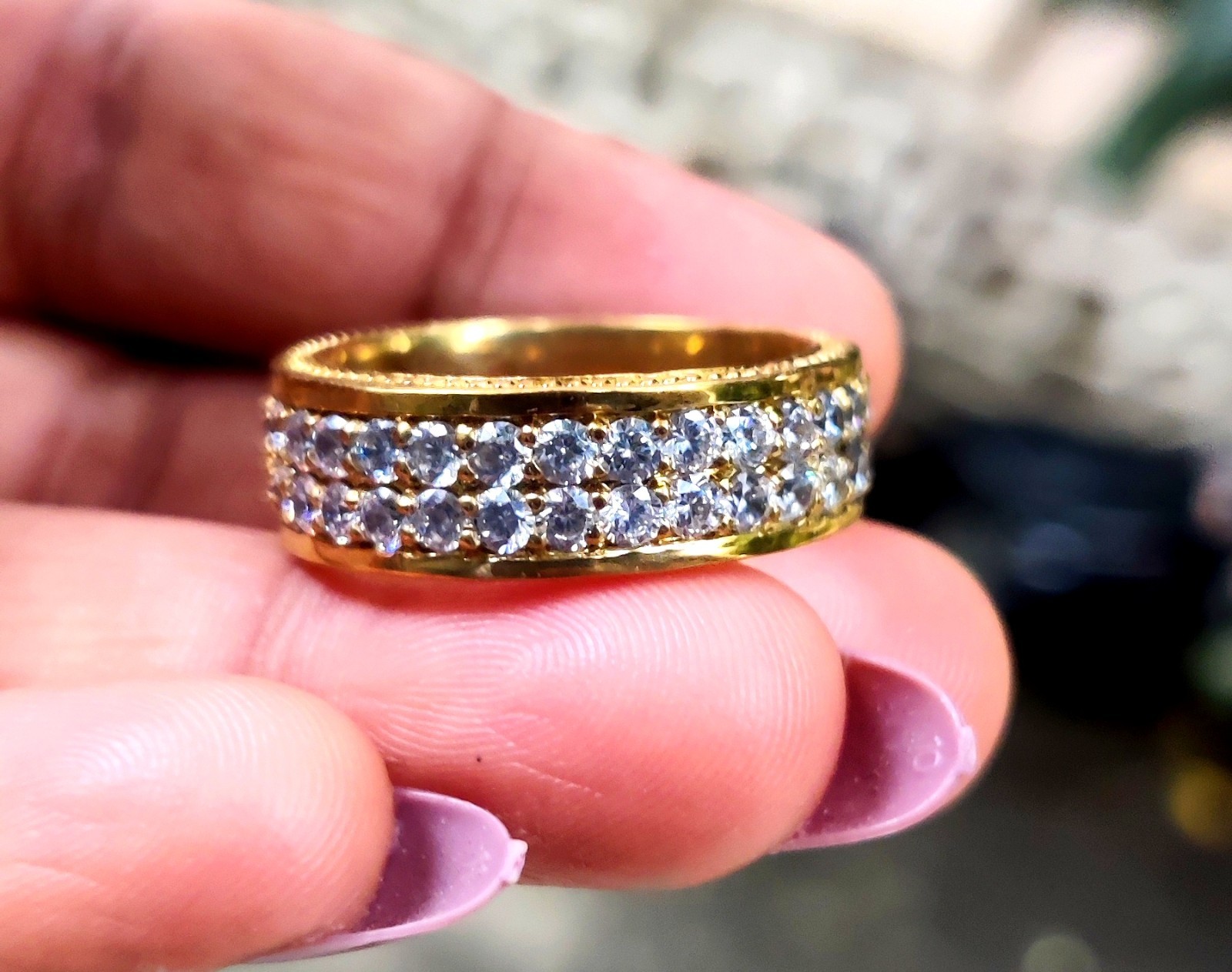 2Ct Round Cut Moissanite Full Eternity Wedding Band Ring 14K Yellow Gold Plated