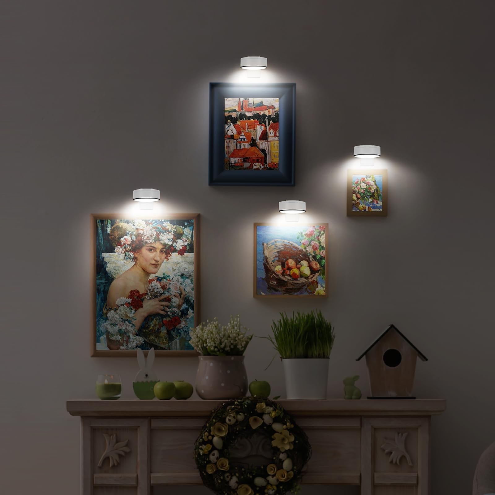 3Pcs Battery Picture Lights, Remote Painting Light for Art Disaplay,Magnetic ...