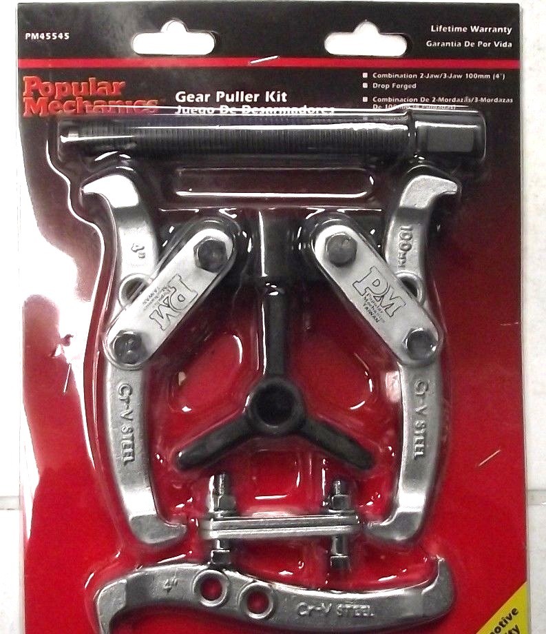 Popular Mechanics PM45545 Gear Puller Kit 2 & 3 Jaw 4"