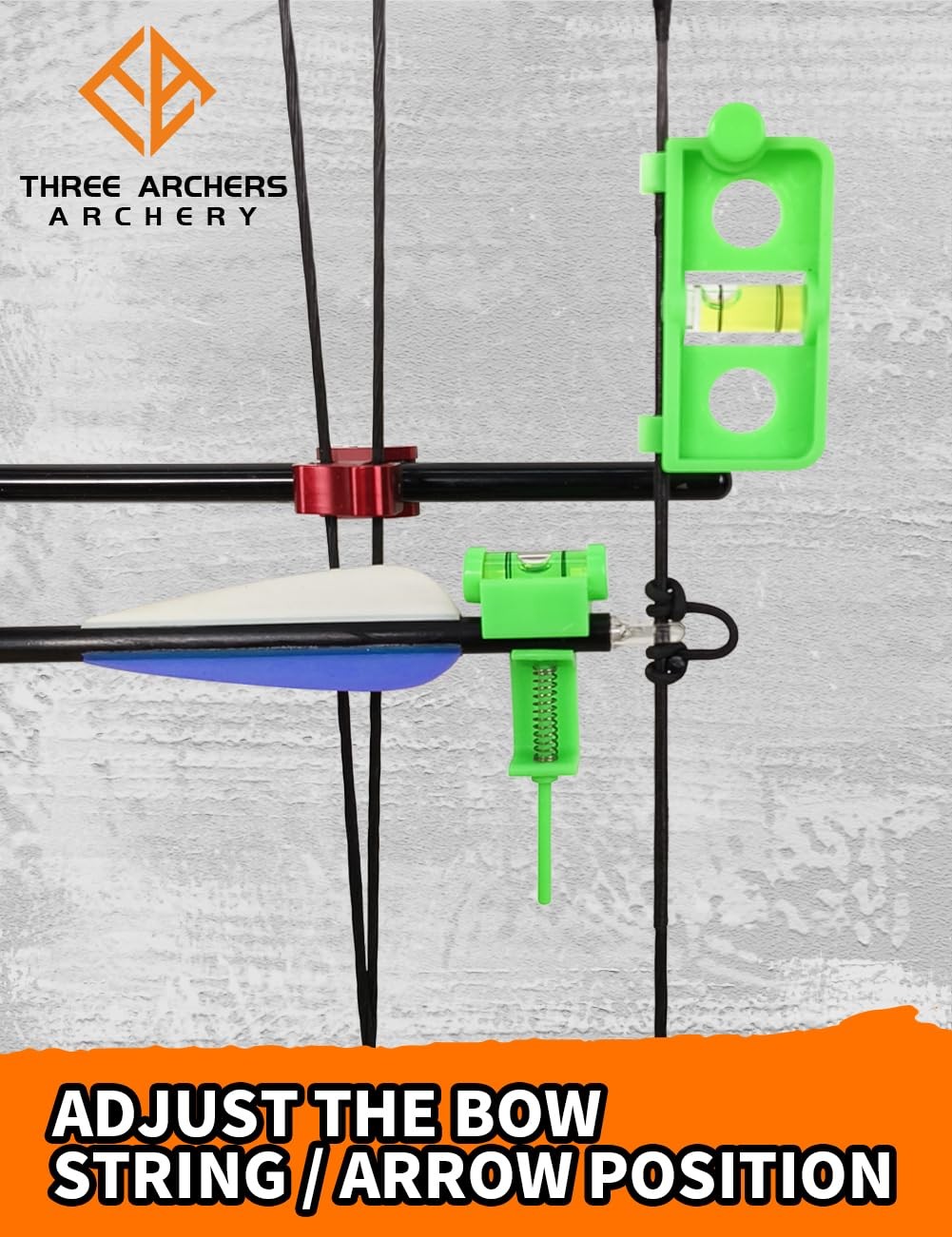 THREE ARCHERS Archery Bow Tuning and Mounting String Level Combo Kit Green