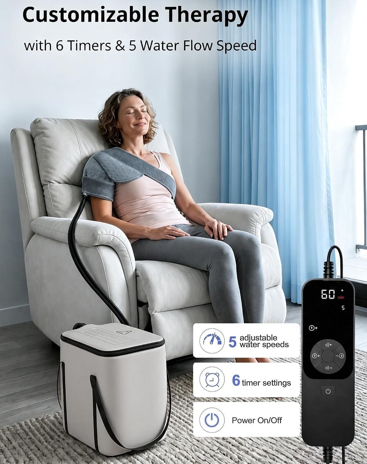 Shoulder Ice Therapy Machine Cryotherapy System 5 Speeds 6 Timers READ Leak