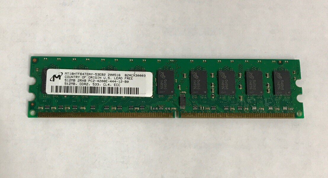 MT18HTF6472AY-53EB2 Micron 512MB PC2-4200 DDR2-533MHz Ram Memory Tested Working