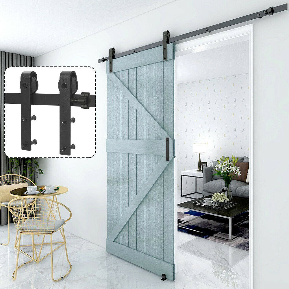 6.6 FT Sliding Barn Wood Door Basic Sliding Track Hardware Kit (Basic"J")