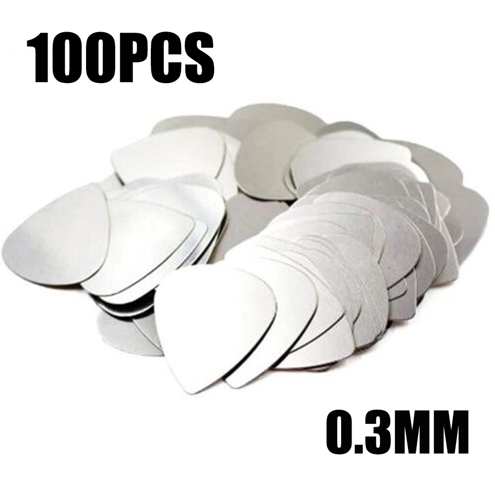 100PCS Guitar Picks 0.3mm Stainless Steel Electric Guitar Bass Plectrum Silver